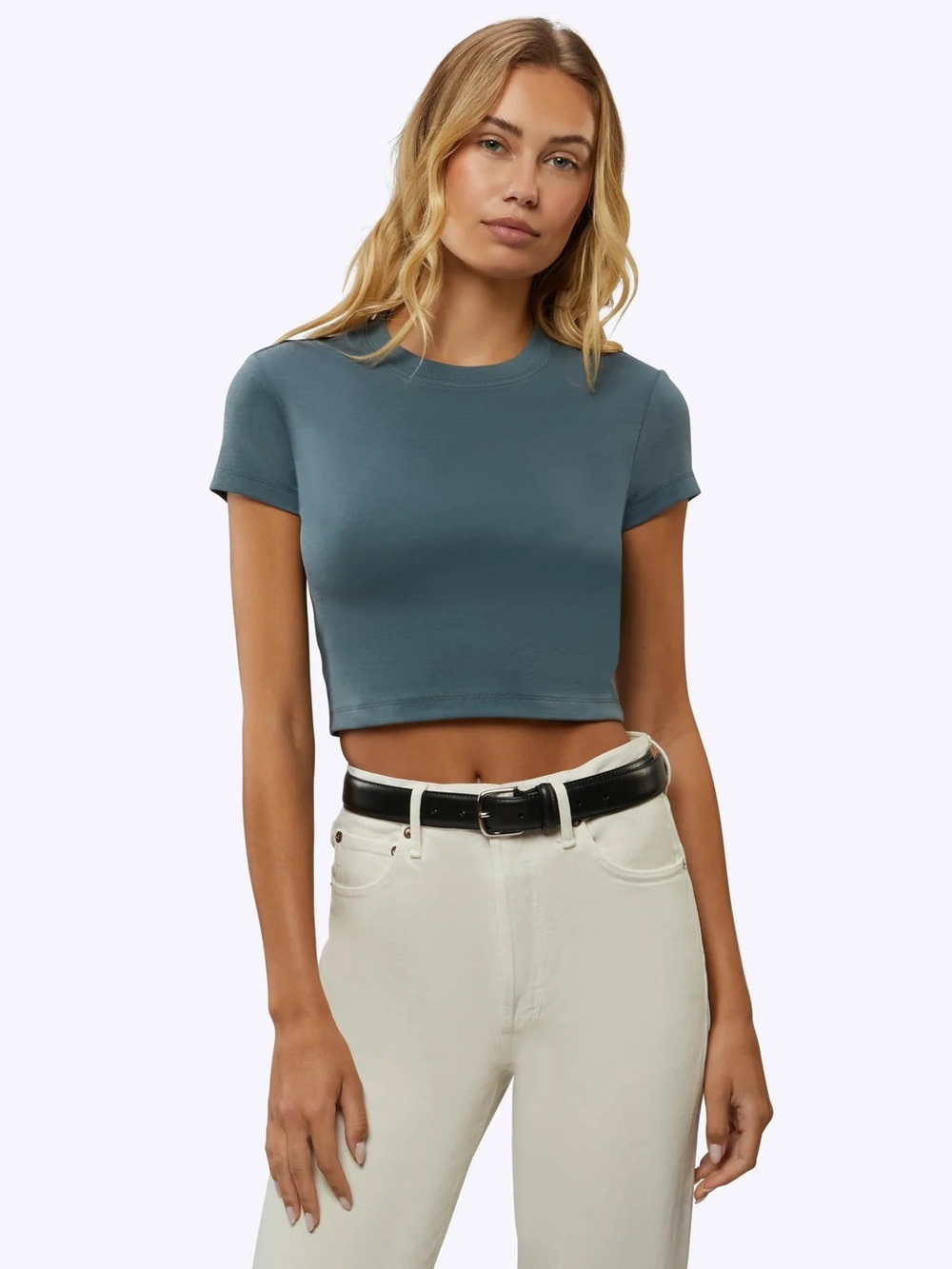 Cuts Clothing Slim-Fit Tomboy Cropped Tee in Petrol - Size Small